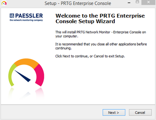 Enterprise Console Setup: Welcome Screen